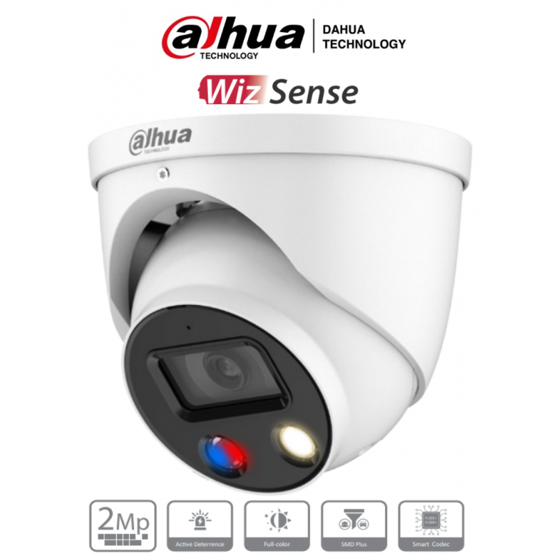 DAHUA IPC-HDW3249H-AS-PV- Cámara IP Domo TiOC 2 Megapixeles/ Lente de 2.8mm/ Disuasión Activa/ FullColor/ WizSense DAHUA IPC-HDW3249H-AS-PV- Cámara IP Domo TiOC 2 Megapixeles/ Lente de 2.8mm/ Disuasión Activa/ FullColor/ WizSense