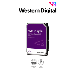 WESTERN DIGITAL WD64PURZ - Disco Duro de 6 TB Purple /  Especial para Videovigilancia /  Trabajo 24 / 7 /  Interface: Sata 6 Gb