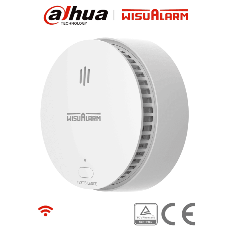 DAHUA WISUALARM HY-SA2FA - Detector Inteligente de Humo WiFi 2.4 Ghz / Sensor Fotoeléctrico / Sonido de Alarma de 85dB DAHUA WISUALARM HY-SA2FA - Detector Inteligente de Humo WiFi 2.4 Ghz / Sensor Fotoeléctrico / Sonido de Alarma de 85dB