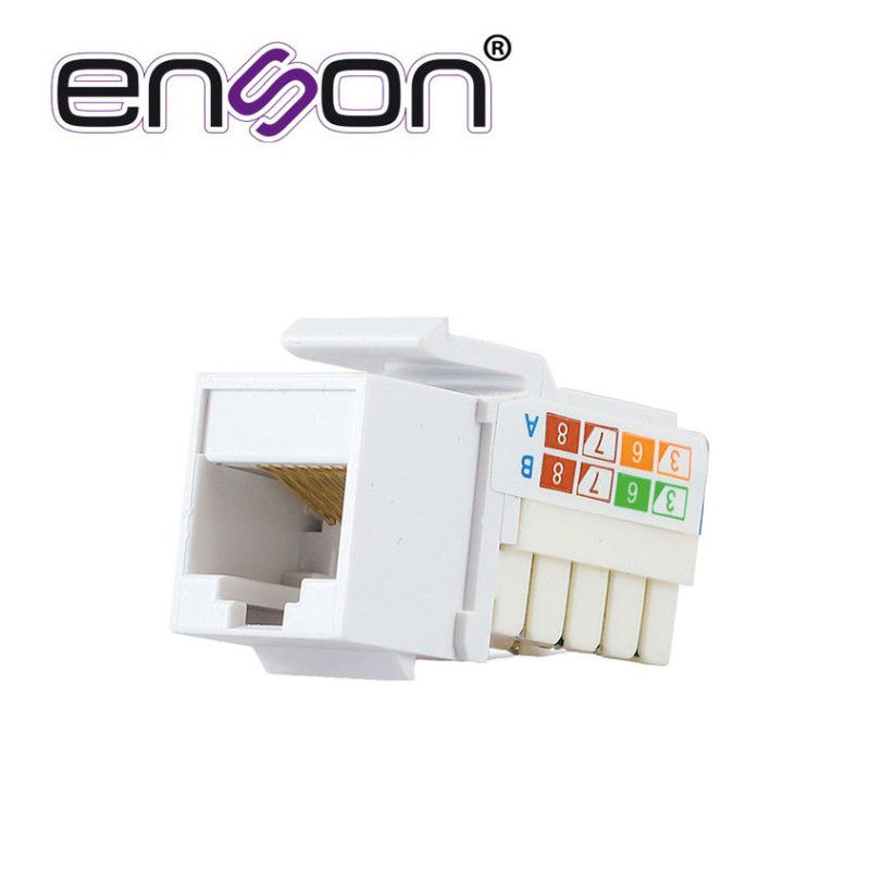 ENSON EPRO-JACK6A-WH - Conector Modular Jack Keystone Rj45 Enson Epro-Jack6A-Wh Serie Pro, Posicion Vertical Cat6A Color Blanco