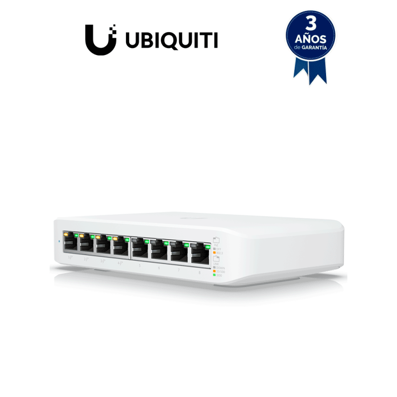 UBIQUITI USW-LITE-8-POE - Switch UniFi Lite Administrable PoE de 8 Puertos 10 / 100 / 1000 Mbps (4 puertos 802.3af UBIQUITI USW-LITE-8-POE - Switch UniFi Lite Administrable PoE de 8 Puertos 10 / 100 / 1000 Mbps (4 puertos 802.3af