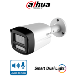 DAHUA HAC-HFW1200TLM-IL-T- Cámara Bullet de 2 Megapíxeles /  Lente de 2.8 mm Apertura de Hasta 111° /  Audio Bidireccional