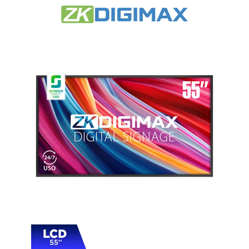 ZKDIGIMAX DG03A1W55 - Pantalla LCD Profesional 55", resolución 4K UHD, Android 9, 500 nits, Reproducción Inalámbrica, Videowall