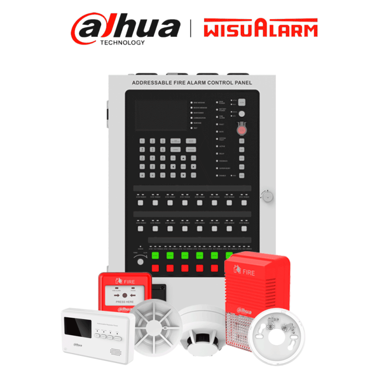 DAHUA WISUALARM HY-1022 PAQUETE - Paquete de incendio direccionable, Incluye: DHI-HY-1301, DHI-HY-TCDZ, DHI-HY-1310, DHI-HY-1200