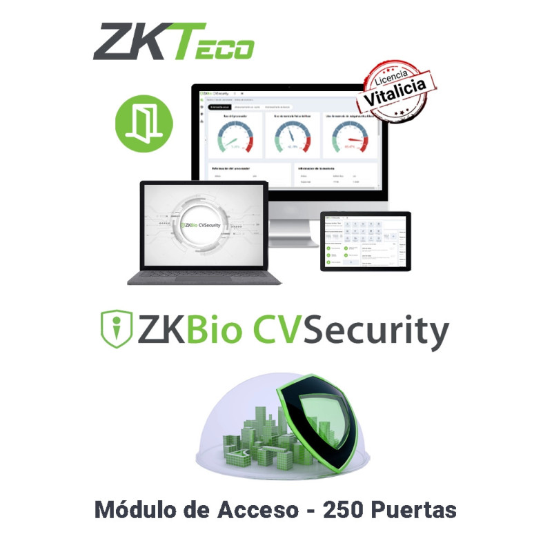 ZKTECO ZKBIOCVACP250 - Licencia Vitalicia para 250 Puertas en Control de Acceso BioCVSecurity  /  Hasta 30 000 Usuarios