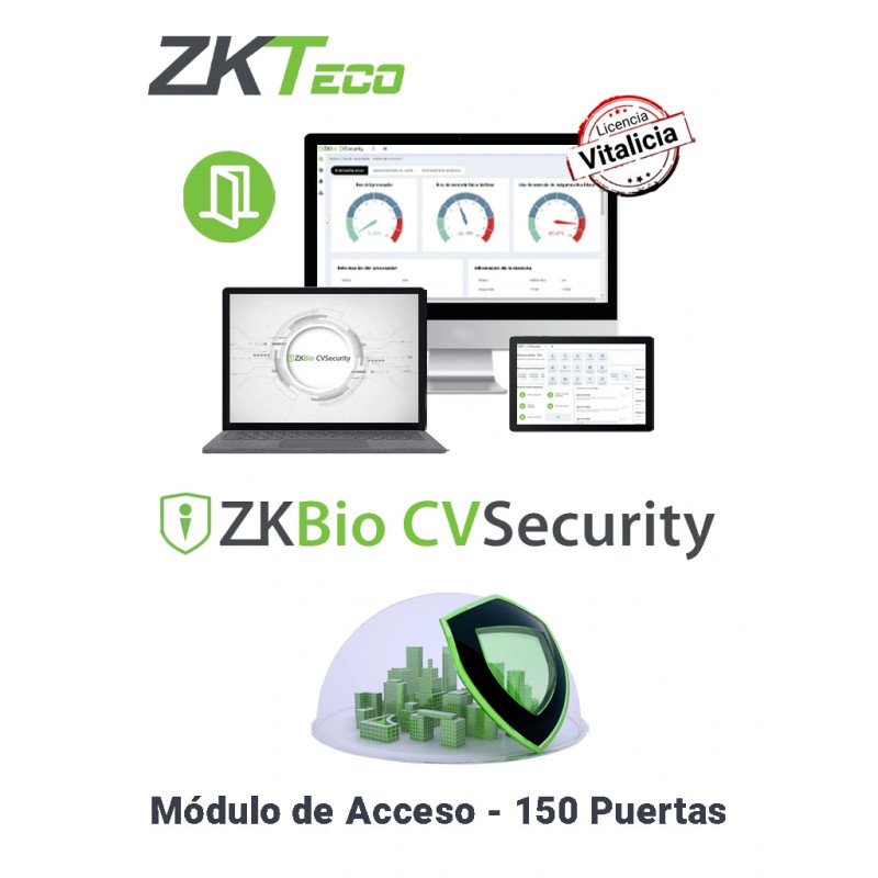 ZKTECO ZKBIOCVACP150 - Licencia Vitalicia para 150 Puertas en Control de Acceso BioCVSecurity  /  Hasta 30 000 Usuarios