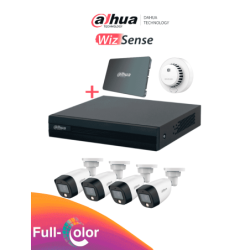 DAHUA PAQ-DH-KIT / XVR1B04-I-SSD(512G) / 4-H-DHI-HY-SA13A - Kit FullColor de 4 Canales con SSD de 512GB