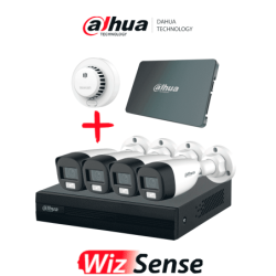 DAHUA PAQ-DH-XVR1B04-I / DH-HAC-HFW1200CLN-DHI-HY-SA13A - Kit Iluminación Dual de 4 Canales con SSD de 512GB