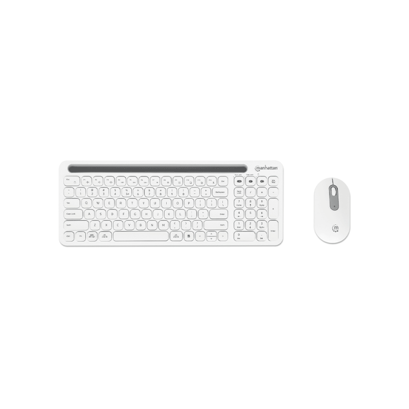 MANHATTAN - 180580 - Kit teclado y mouse inalámbricos conexión dual USB y Bluetooth, blanco