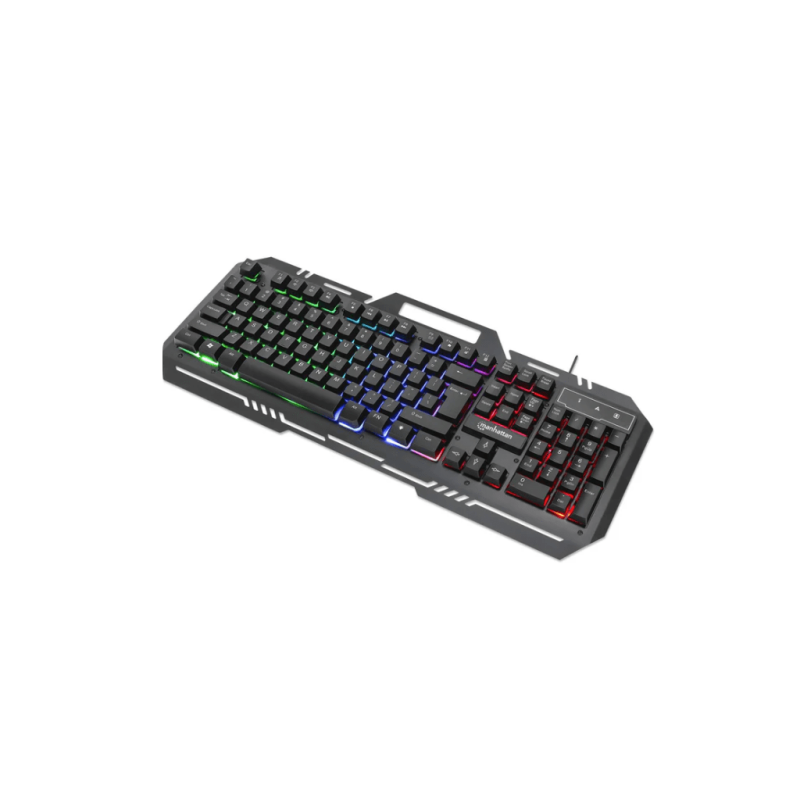 MANHATTAN 180610 - Teclado Gaming LED con pánel metálico para celular 12 teclas de función, Conexión USB, Teclado en Español con MANHATTAN 180610 - Teclado Gaming LED con pánel metálico para celular 12 teclas de función, Conexión USB, Teclado en Español con