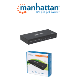 MANHATTAN 207805 - Video Splitter HDMI 4K de 4 puertos  /  4K@60Hz  /  alimentado por CA (corriente alterna)  /  Color negro