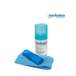 MANHATTAN 421027 Equipo para Limpieza de Pantallas LCD Libre de alcohol, incluye solución de limpieza, brocha y paño de microfib