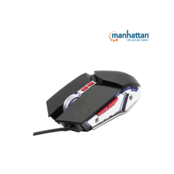 MANHATTAN 179348 Mouse óptico Gaming LED con cable Conexión USB-A, siete botones con rueda de desplazamiento, 3200 dpi, iluminac