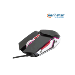MANHATTAN 179348 Mouse óptico Gaming LED con cable Conexión USB-A, siete botones con rueda de desplazamiento, 3200 dpi, iluminac