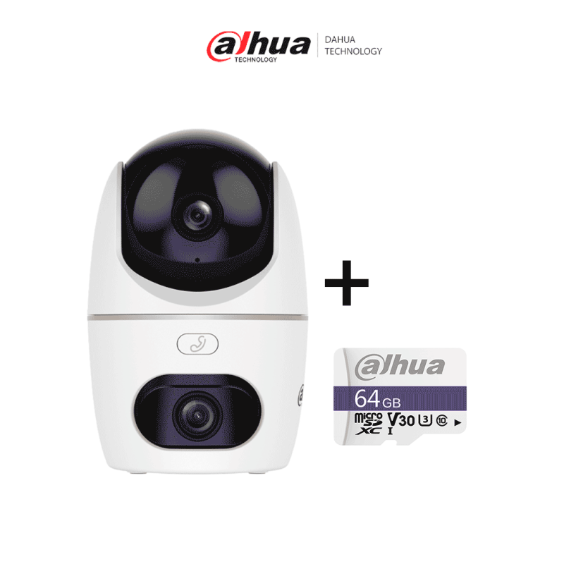 DAHUA PAQUETE Cámara IP-HPT1539DD-STW-5E2-IL / PT Dual de 10 MP / 2 Lentes de 3k /  30 de IR y Luz Visible /  Botón de Llamada