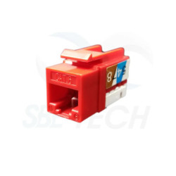 SBETECH SBE-JACKC6-RD - Modulo jack keystone RJ45  /  8 Hilos  /  CAT 6  /  Compatible con calibres AWG 22-26  /  Color Rojo