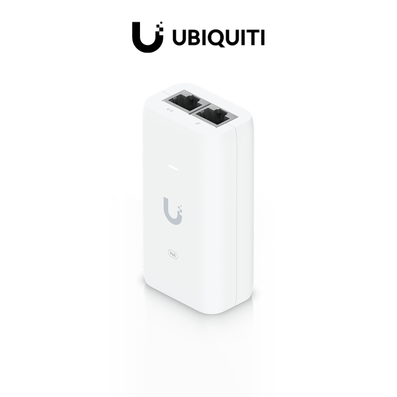 UBIQUITI - U-PoE Inyector PoE Gigabit para equipos Ubiquiti, 48 VDC, 0.32A, color blanco.