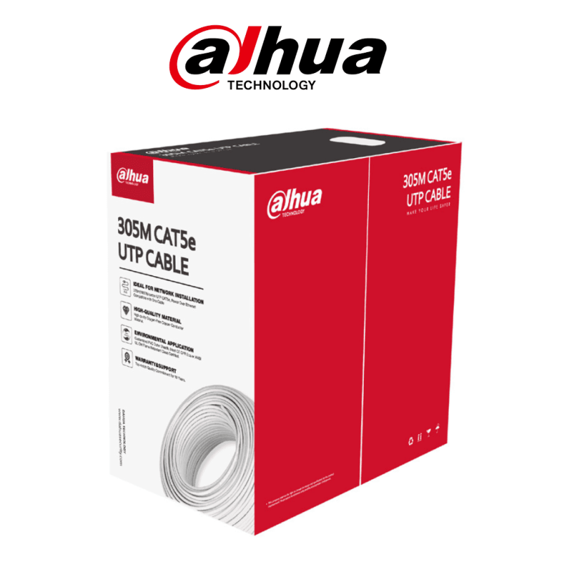 DAHUA DH-PFM920I-5EUN - Bobina de cable UTP blanco, 100% cobre, categoría 5e, 305 metros. Ideal para video y redes, cumple con C