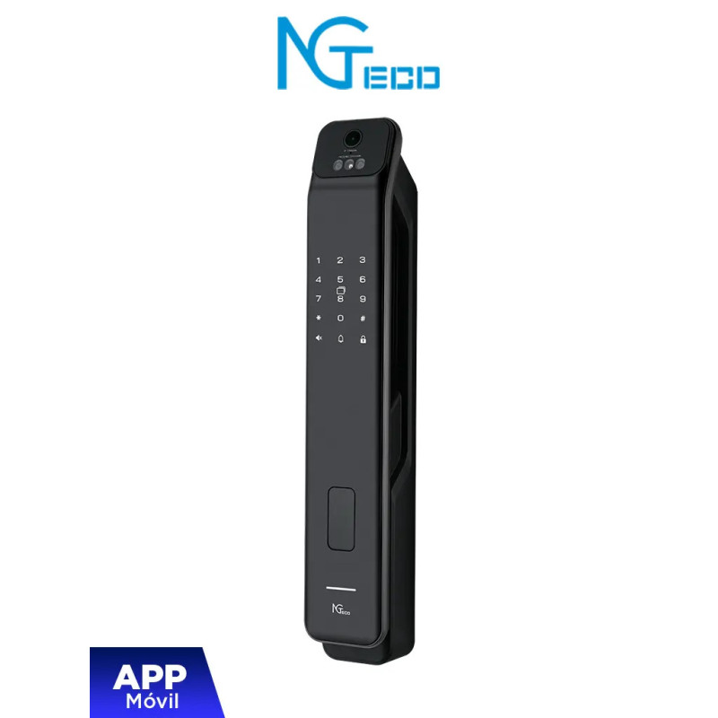 NGTECO SL01-Z350VPN - Cerradura inteligente facial  /  100 huellas  /  50 rostros  /  50 palmas  /  100 tarjetas