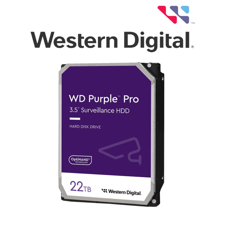 WESTERN DIGITAL WD221PURP - Disco Duro de 22 TB  /  Purple PRO  /  Videovigilancia  /  Sata 6 Gb / s  /  Caché de 512MB  /  3.5"