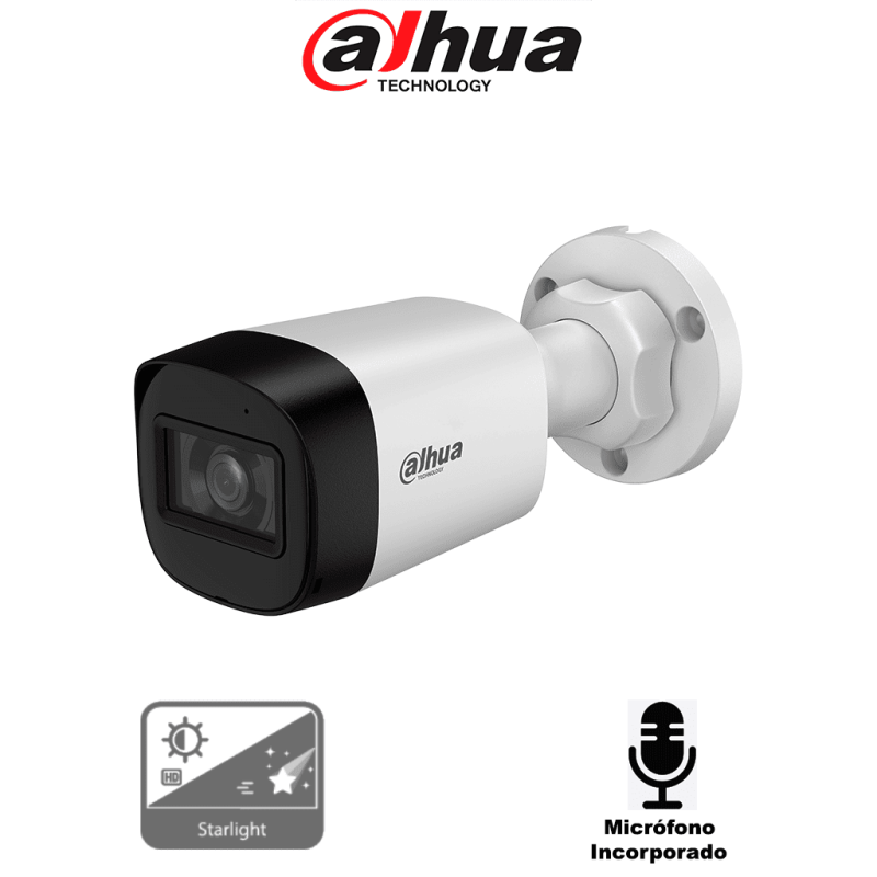 DAHUA DH-HAC-HFW1500RLN-A-S3-DIP - Cámara Bullet de 5 Megapíxeles Starlight /  Micrófono Integrado /  Lente de 2.8mm