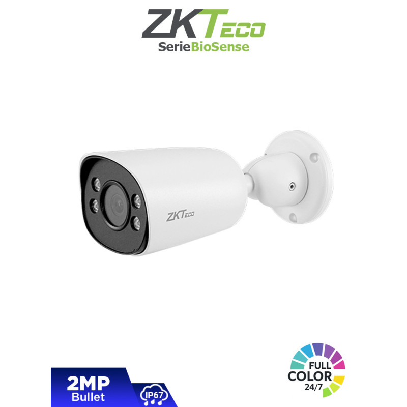 ZKTECO BS-852B31C-S2-C-MI-S – Cámara IP Bullet Full Color de 2 MP, Serie BioSense, Lente 2.8 mm, Micrófono Integrado, Video Anal