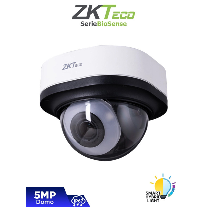 ZKTECO DL-855P38B-S8-S-FHL - Cámara IP Domo Híbrida Inteligente de 5 MP, Serie BioSense, Lente Motorizado 2.8–12 mm, Video Analí