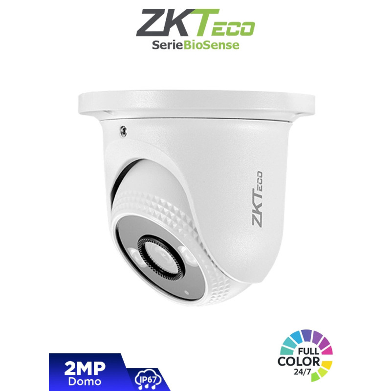 ZKTECO ES-852B31C-S2-C-MI-S – Cámara IP Domo Full Color de 2 MP, Serie BioSense, Lente 2.8 mm, Micrófono Integrado, Video Analít