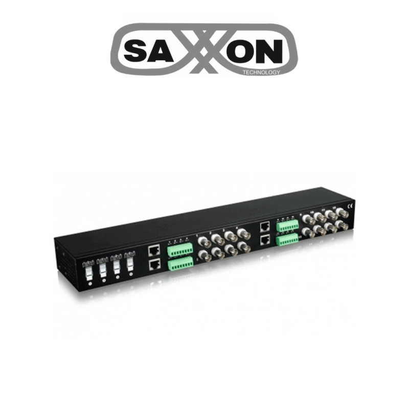 SAXXON VBMC-01 - Transceptor pasivo de 16 canales, soporta resolución hasta 4K a 150m, HDCVI / TVI / AHD
