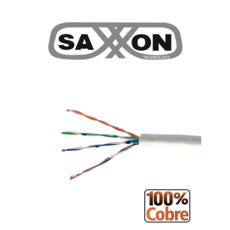 SAXXON OWC6COPOUT100WH - Bobina de Cable UTP Cat6 100% Cobre /  100 Metros /  Uso Exterior /  Color blnco Cubierta LDPE