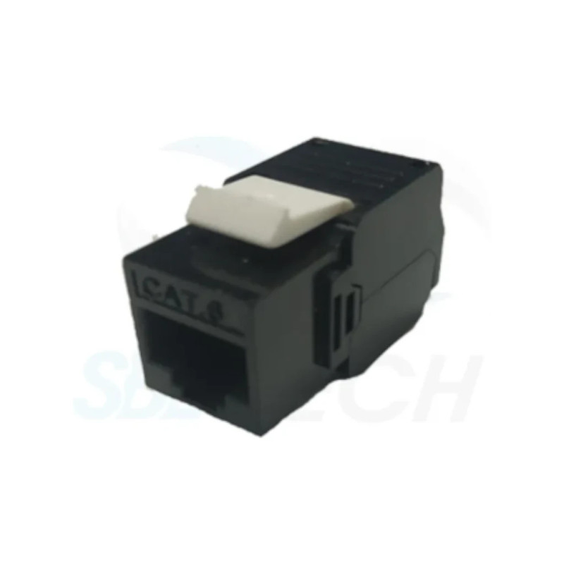 SBETECH SBE-JACKC6-BK- Modulo jack keystone RJ45  /  8 Hilos  /  CAT 6  /  Compatible con calibres AWG 22-26  /  Color Negro