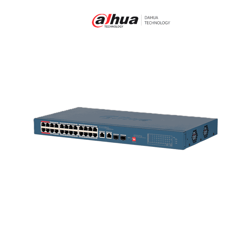 DAHUA DH-CS4220-16GT-190-V2 Switch Poe de 16 Puertos Gigabit con PoE inteligente, puerto rojo de 90W, 190W totales, 2 puertos SF