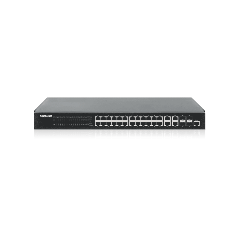 INTELLINET - 561426 - Switch Administrable 24 puertos PoE+ con 4 puertos SFP Gigabit