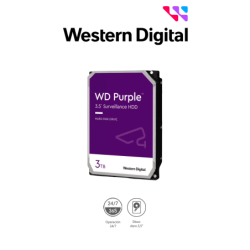 WESTERN WD34PURZ - Disco Duro de 3TB Purple /  Especial para Videovigilancia /  Trabajo 24 / 7 /  Interface: Sata 6 Gb / s