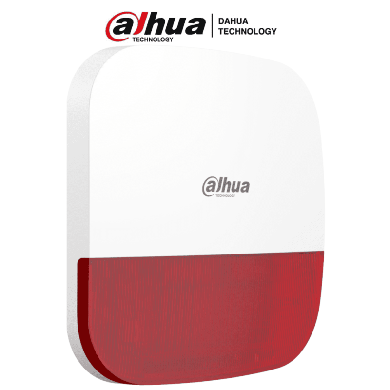 DAHUA DHI-ARA13-W2(915) - Sirena Inalámbrica para Exterior con Estrobo Rojo, Frecuencia 915 MHz, 110dB, Múltiples sonidos de Ala