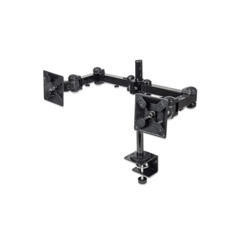 MANHATTAN - 420808 - Soporte para monitor, de escritorio, movimiento articulado, 2 pantallas planas de 13" a 24" máximo 6 kg cad