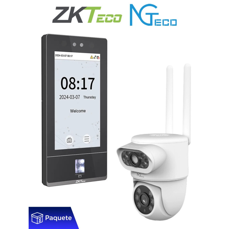 ZKTECO PAQSF7ANGNGSH01C8 – Paquete de Terminal de Control de Acceso y Asistencia Facial ZKTeco SenseFace 7A con Cámara PTZ WiFi