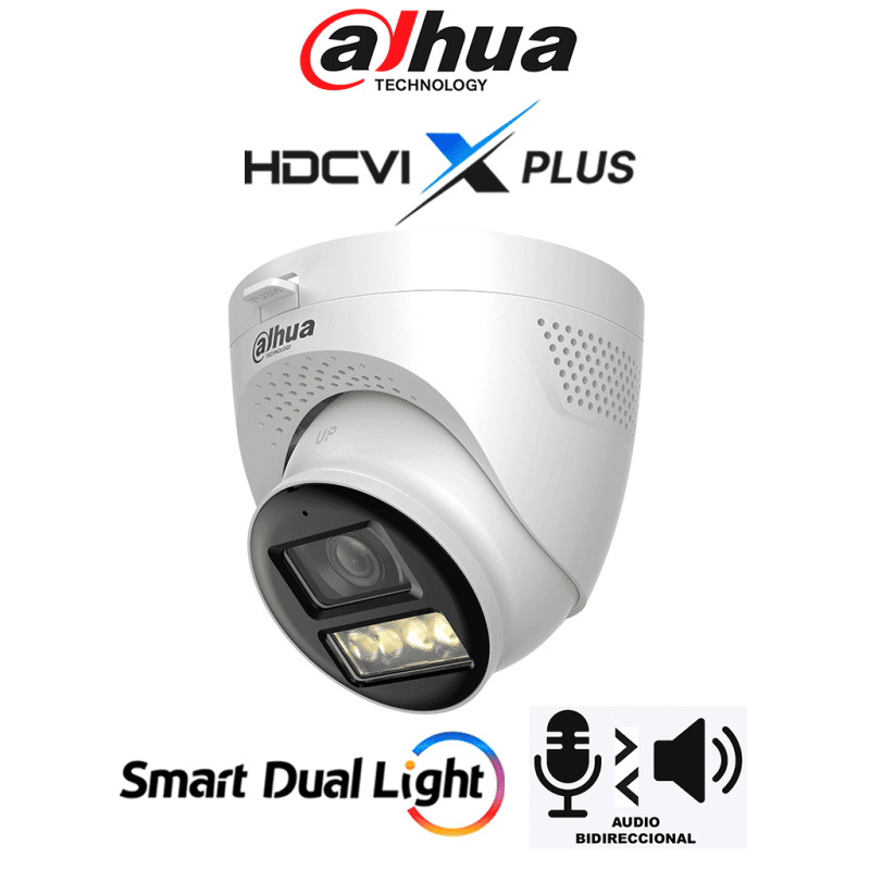DAHUA DH-HAC-HDW1801TQN-IL-T - Cámara Domo 4K /  HDCVI X PLUS /  Audio Bidireccional /  Apertura de Hasta 106 Grados