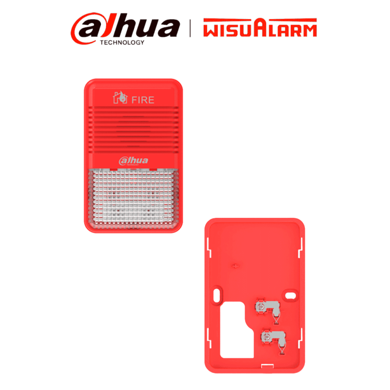 DAHUA WISUALARM PAQUETE DHI-HY-1500 - El paquete incluye: sirena estrobo direccionable y la base de instalación