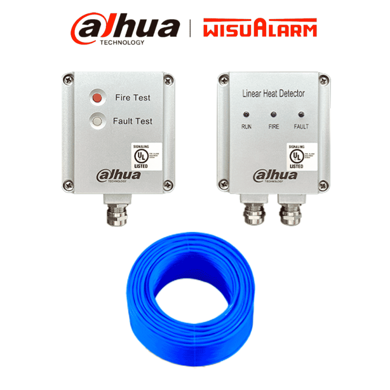 DAHUA WISUALARM PAQUETE DETECOR DE CALOR LINEAL - Sistema de detección de calor lineal (68°C) con cable de 200 m, adaptador y te