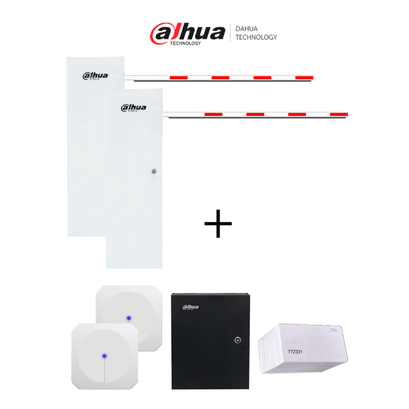 DHI-IPMECD1062UHF - Dahua Paquete de Control de Acceso Vehicular con Lectoras de Largo Alcance UHF y Barreras de 4 Metros