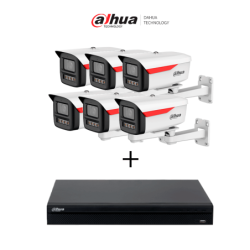 Paquete DAHUA DH-IPC-HFW2249MP-S-LED-0360B-B-PRO- 6 Cámara IP Bullet de 2MP / WizColor / WizSense + DAHUA NVR1108HS-8P-S3