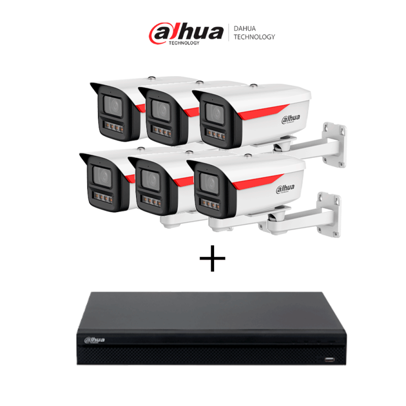 Paquete DAHUA DH-IPC-HFW2249MP-S-LED-0360B-B-PRO- 6 Cámara IP Bullet de 2MP / WizColor / WizSense + DAHUA NVR1108HS-8P-S3