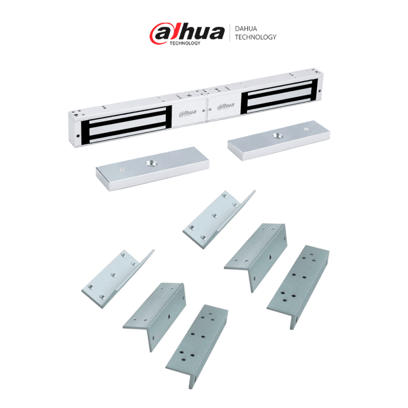 DAHUA PAQASF280D- Kit Chapa Magnética ASF280B con Soporte ZL ASF500ZL| 280 Kg ( 600 Lb) por lado, Para Control de Acceso