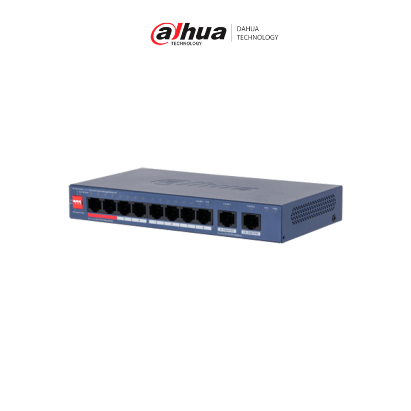 DAHUA DH-CS4010-8GT-110-V2- Switch de 10 Puertos Gigabit  /  8 Puertos PoE  /  2 Puertos Uplink 10 / 100 / 1000