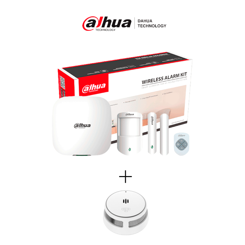 DAHUA PAQUETE SAFE HOME - Paquete de intrusión y detección de incendio residencial, Incluye: KIT ART-ARC3000H-03-W2 (Airshield)
