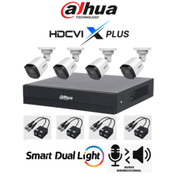 DAHUA DH-KIT / XVR1B04-I / T / 4-B1A21N-U-0280B / Balun - Kit 4 Canales Cámaras B1A21N-U de 2 MP, DVR XVR1B04-I