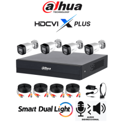 DAHUA DH-KIT/XVR1B04-I/T/4-HAC-HFW1200RLN-IL-T - Kit de 4 Canales Iluminador Dual 2 MP con Audio y DVR Cooper-I WizSense.