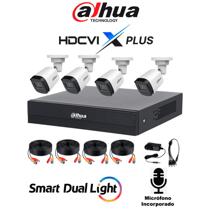 DAHUA DH-KIT/XVR1B08-I/T/8-B1A21N-U-IL-A-0280B - Kit de 8 Canales 2 Megapixeles DVR Cooper-I WizSense Con IA H.265