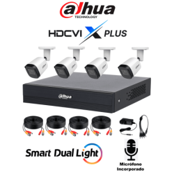DAHUA DHI-KIT / XVR1B04H-I / T / 4-B2A51N-U-IL-A-0280B-S3-DIP -Kit de 4 Ch de 5 MP /  DVR Cooper-I WizSense / Con IA /  H.265+